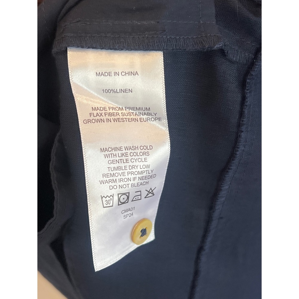Quince Navy Blue 100% Linen Pintuck Sleeveless Shift Dress Large - Picture 4 of 4